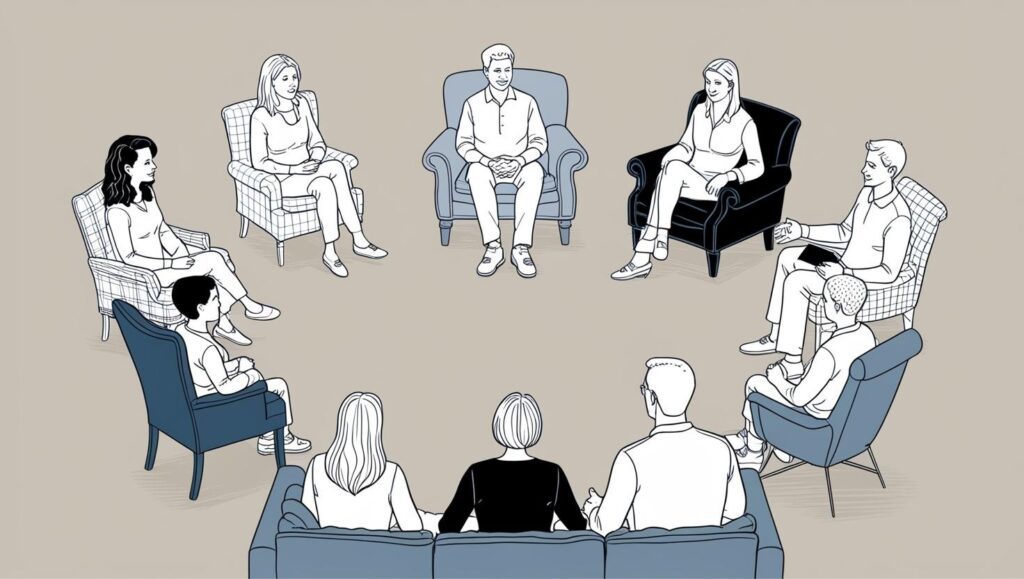 terapia grupowa na rysunku